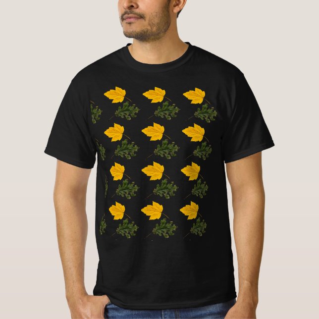 Autumn Symmetry Leaf Pattern T-Shirt (Front)