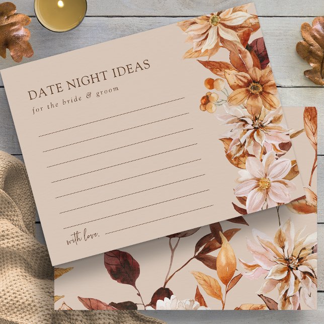 Autumn Tan Leaves Date Night Ideas Card (Taupe Autumn Tan Leaves Date Night Ideas Card by Painted Paperie
)