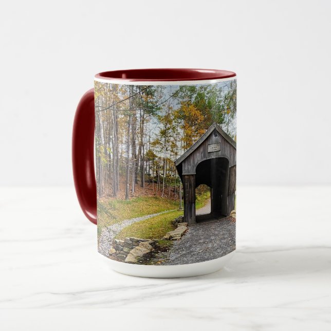 Autumn tannery hill covered bridge NH  Mug (Front Left)