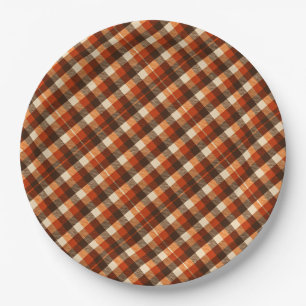 Autumn Tartan Plaid Pattern Rustic Fall Paper Plate