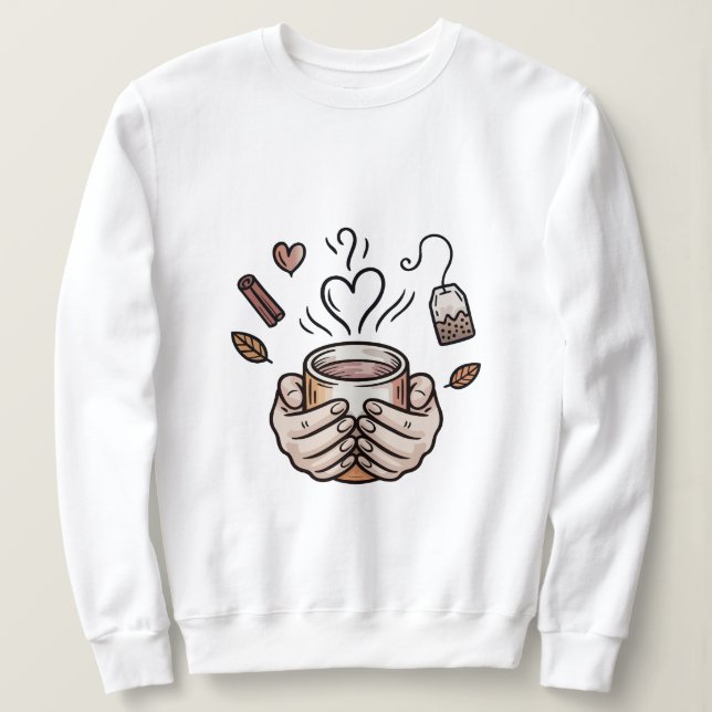 Autumn Tea Cozy Doodle Illustration Sweatshirt (Design Front)