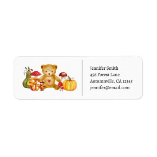 Autumn Teddy Bear Baby Shower Return Address