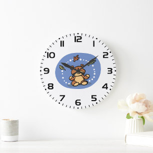 Autumn Teddy Bear Large Clock