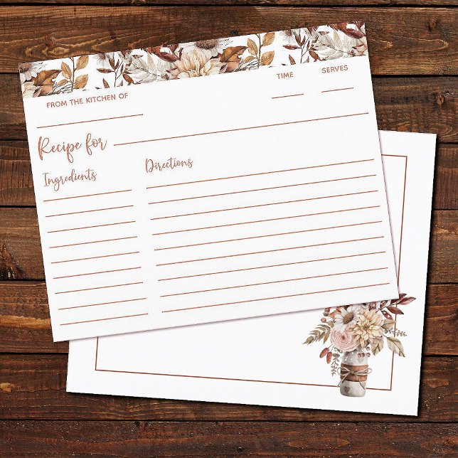 Autumn Terracotta Boho Bridal Shower Recipe Card (Creator Uploaded)