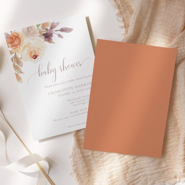 Autumn Terracotta Boho Floral | Baby Shower Invitation (Creator Uploaded)