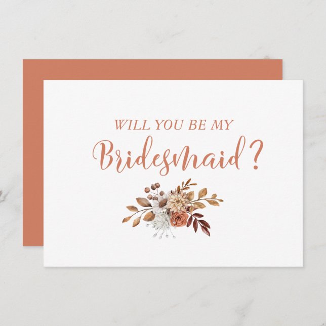 Autumn Terracotta Floral Bridesmaid Proposal (Front/Back)