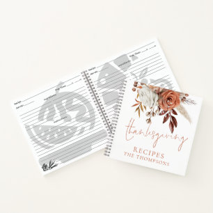 Autumn Terracotta Florals Thanksgiving Recipes Notebook