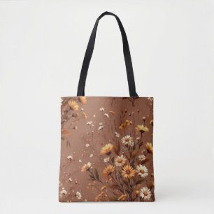 Autumn Terracotta Flower Boho Watercolor Floral  Tote Bag