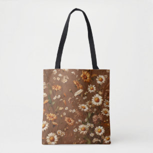 Autumn Terracotta Flower Boho Watercolor Floral  Tote Bag