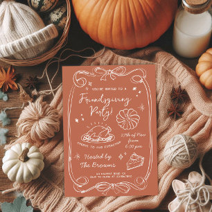 Autumn Terracotta Friendsgiving Dinner Party Invitation