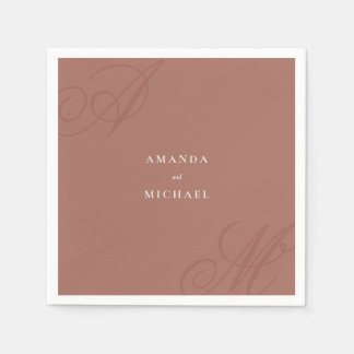 Autumn Terracotta Modern Edge Elegant Monogram Napkin
