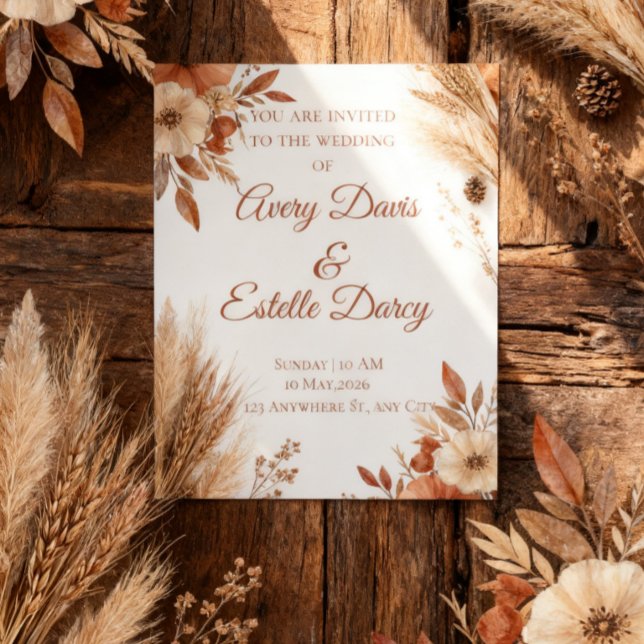 Autumn Terracotta Wedding Invitation | Rustic Fall (Creator Uploaded)