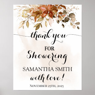 Autumn Thank you for Showering Bride Shower Fall Poster