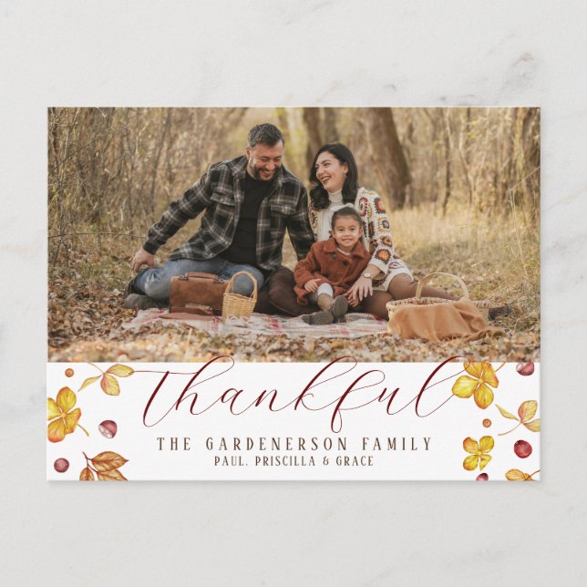 Autumn Thankful Photo   Postcard (Front)