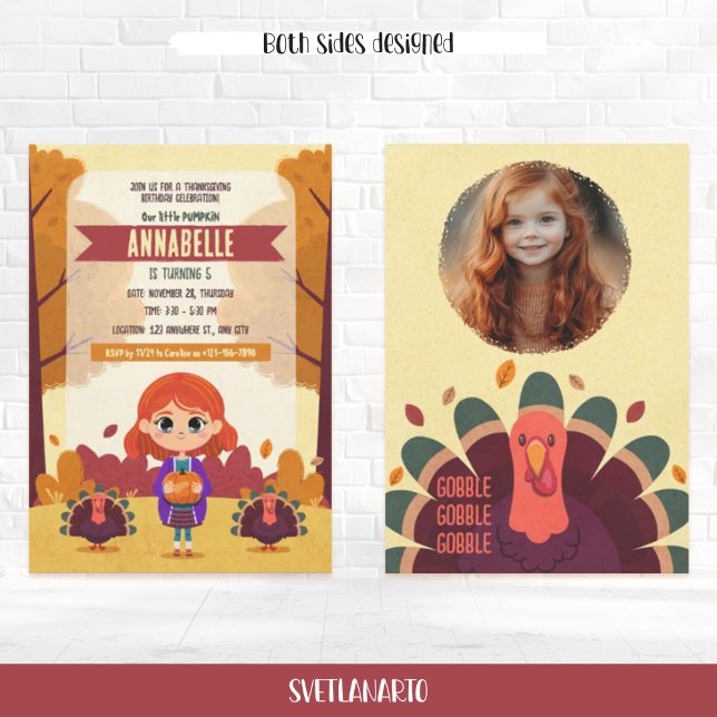 Autumn Thanksgiving Birthday Photo Invitation (Creator Uploaded)