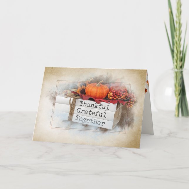 Autumn Thanksgiving Books Card (Front)