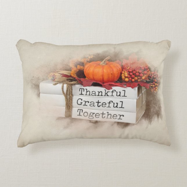 Autumn Thanksgiving Books  Decorative Cushion (Front)