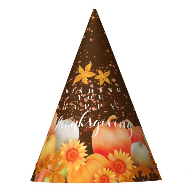 Autumn Thanksgiving Brown Party Hat (Front)