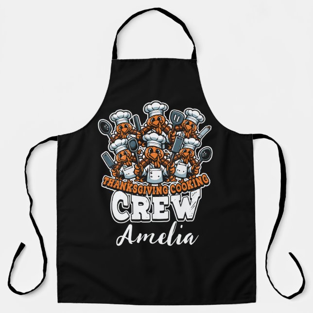 Autumn Thanksgiving Cooking Crew | Fall Holiiday Apron (Front)