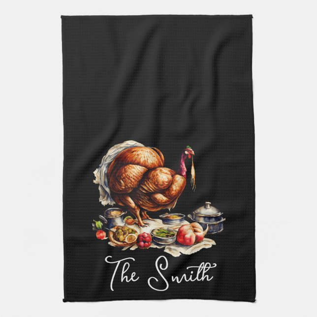 Autumn Thanksgiving Cooking Crew | Fall Holiiday Tea Towel (Vertical)