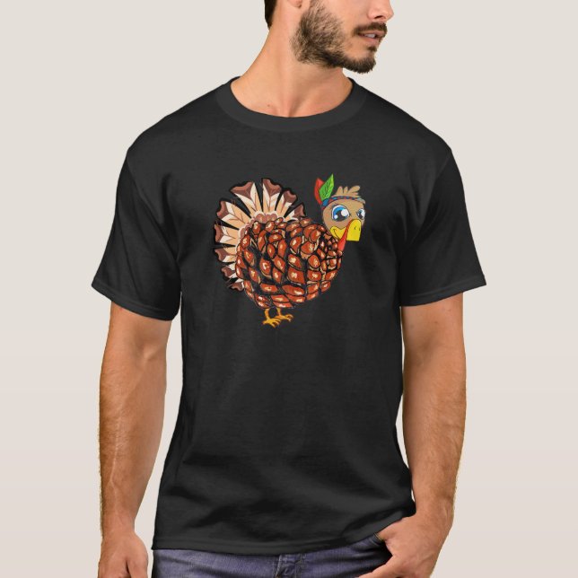 Autumn Thanksgiving Day Pinecone Pine Cone Pilgrim T-Shirt (Front)