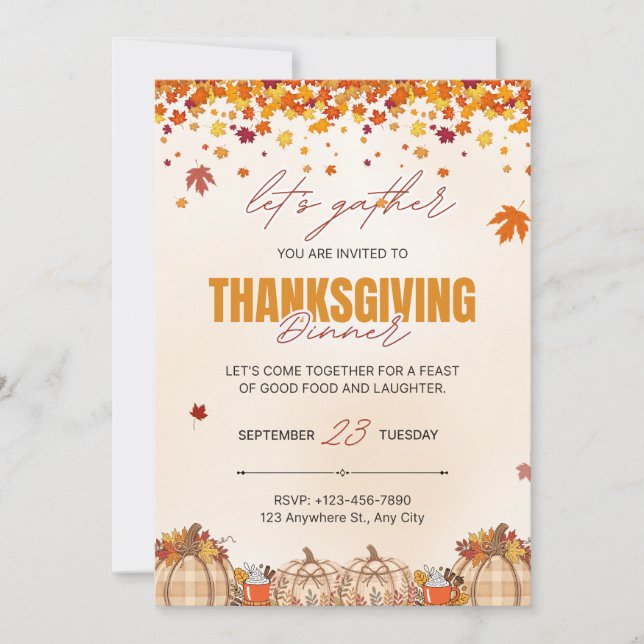 Autumn Thanksgiving Dinner Invite (Front)