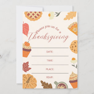 Autumn Thanksgiving Dinner Party Art Invitation