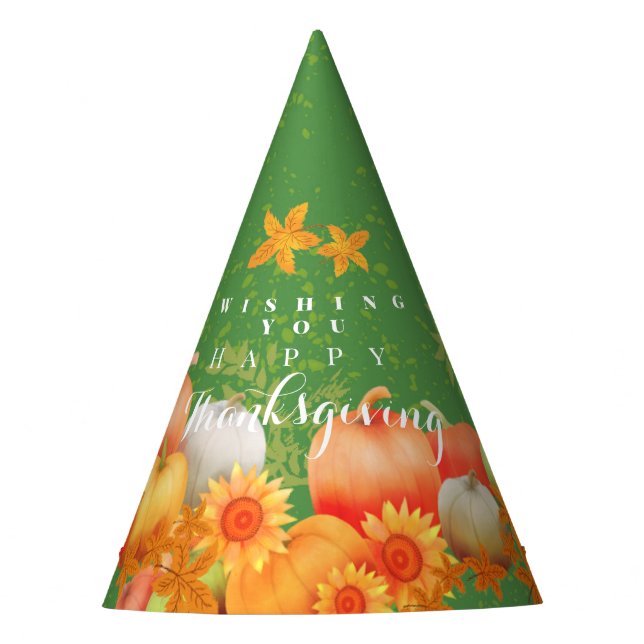 Autumn Thanksgiving Green Party Hat (Front)