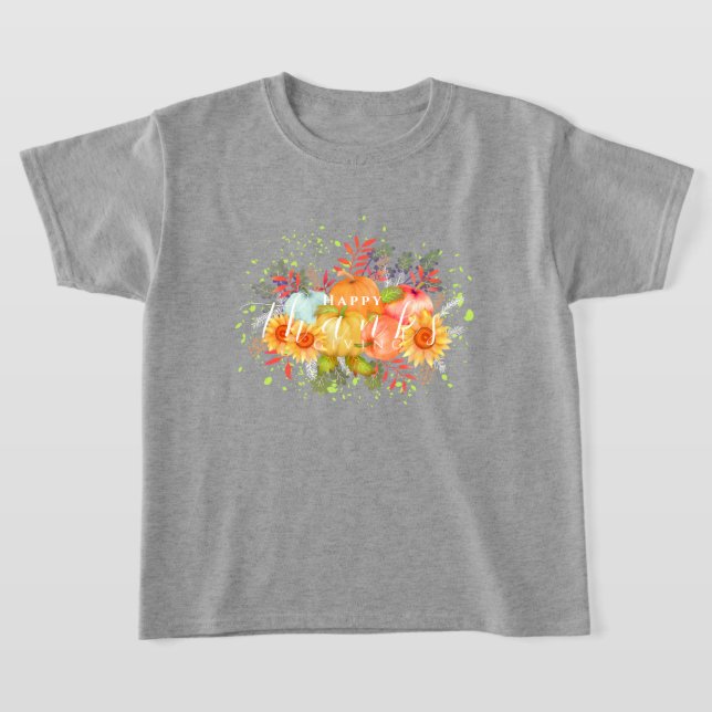 Autumn Thanksgiving Grey T-Shirt (Laydown)
