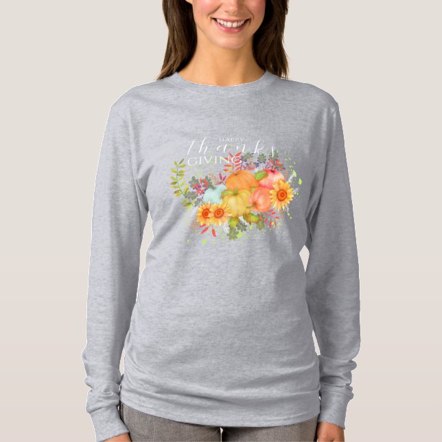 Autumn Thanksgiving Grey T-Shirt (Front)