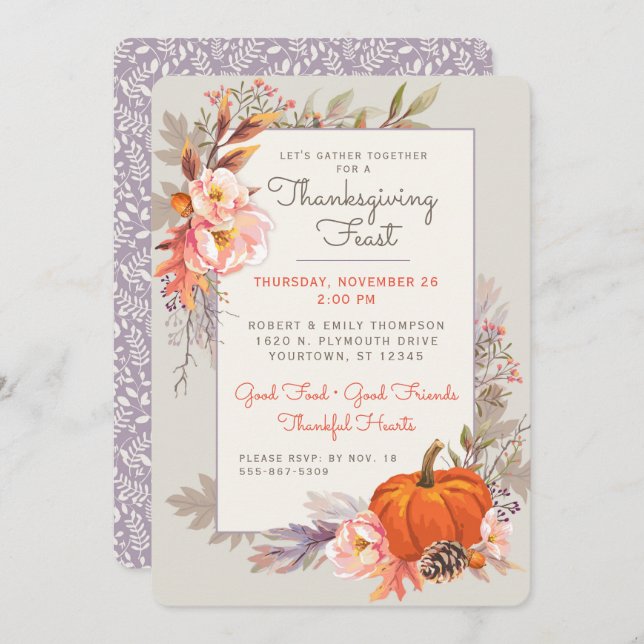 Autumn | Thanksgiving Harvest Botanical Invitation (Front/Back)