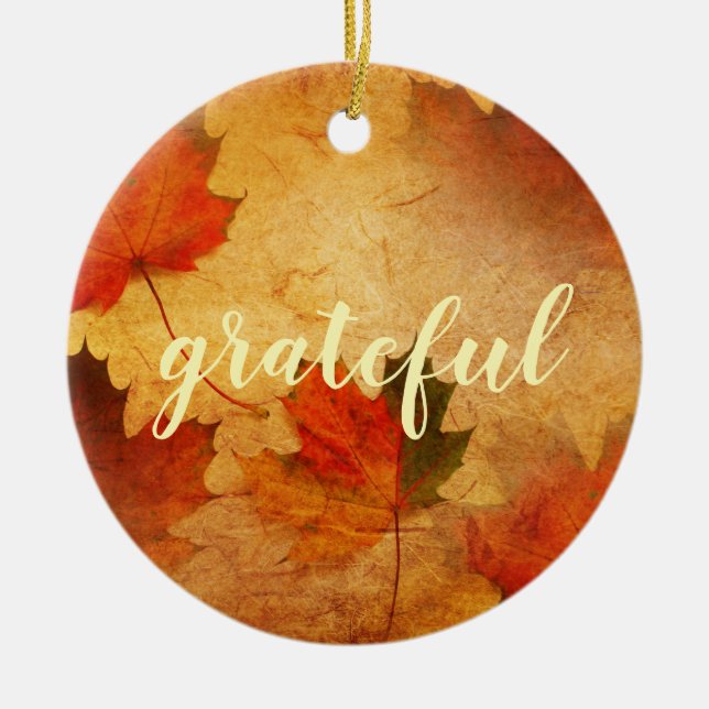 Autumn Thanksgiving Holiday Custom Ceramic Tree Decoration (Front)