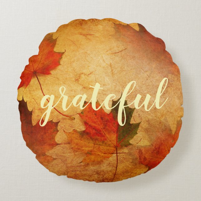 Autumn Thanksgiving Holiday Custom Round Cushion (Front)