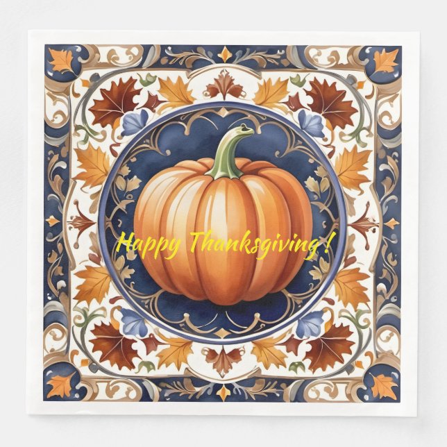 Autumn Thanksgiving Modern Pumpkin Collection Napkin (Front)