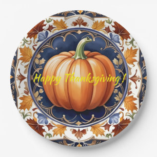 Autumn Thanksgiving Modern Pumpkin Collection Paper Plate