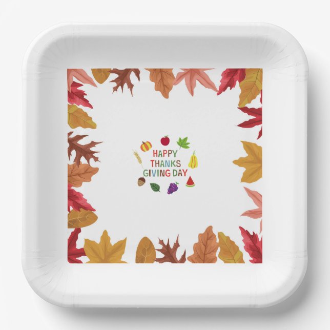 Autumn Thanksgiving Paper Plate (Front)