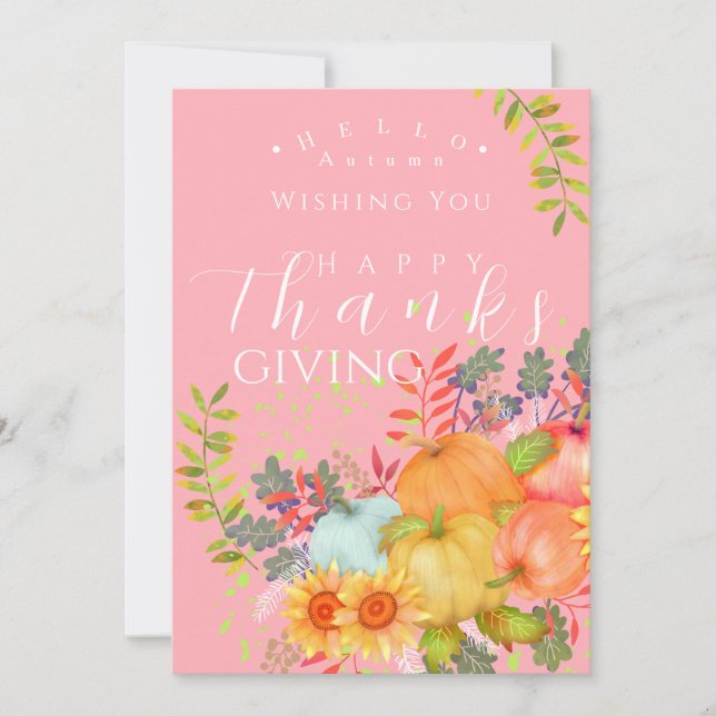 Autumn Thanksgiving  Pink Greeting Card (Front)