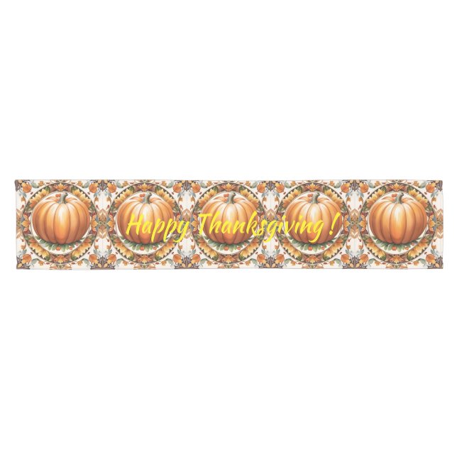 Autumn Thanksgiving Popular Pumpkin Collection Short Table Runner (Horizontal)