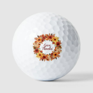 Autumn Thanksgiving Pumpkin and flowers   Golf Balls