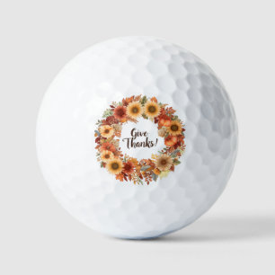 Autumn Thanksgiving Pumpkin and flowers   Golf Balls