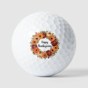 Autumn Thanksgiving Pumpkin and flowers   Golf Balls