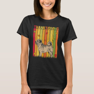 Autumn Thanksgiving Retro Cute Pug Dog Thanksgivin T-Shirt