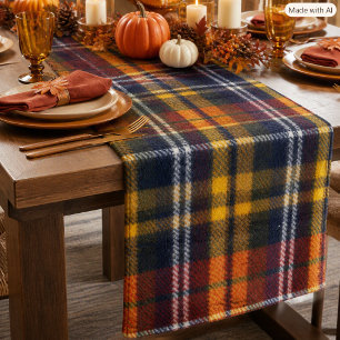Autumn Thanksgiving Tartan Cosy Holiday Décor Short Table Runner