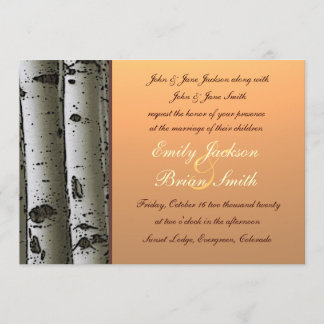 Autumn theme aspen trees rustic wedding invites
