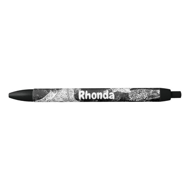 Autumn Theme Black and White Leaf Black Ink Pen (Front)