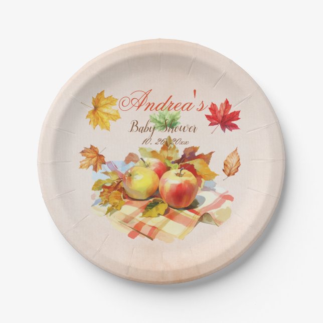 Autumn Theme Fall Leaves Baby Shower Paper Plate (Front)