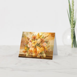 Autumn Theme Floral Bouquet Thank You Card