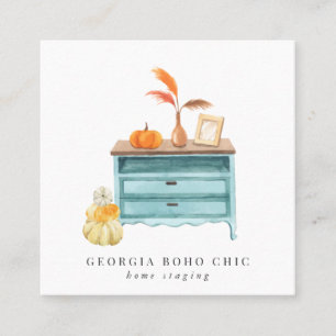 Autumn Theme Home Staging or Interior Design Square Business Card