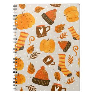 Autumn Theme Seamless Pattern Tile Notebook