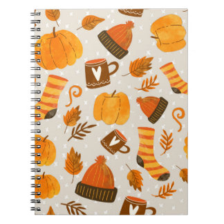 Autumn Theme Seamless Pattern Tile Notebook
